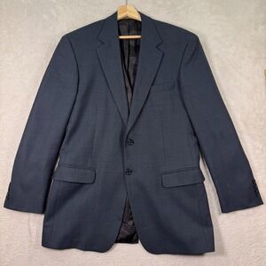 Vintage Corbin Blazer Jacket Mens 40L Blue Birdseye Casual Preppy Work Office
